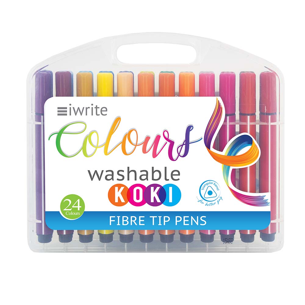 iWrite Colours Washable Triangular Koki Colouring Pens – Pack of 24