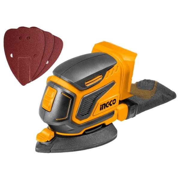 INGCO – Lithium-Ion Palm Sander with 3 x Sand Paper & Dust Bag – Unit Only