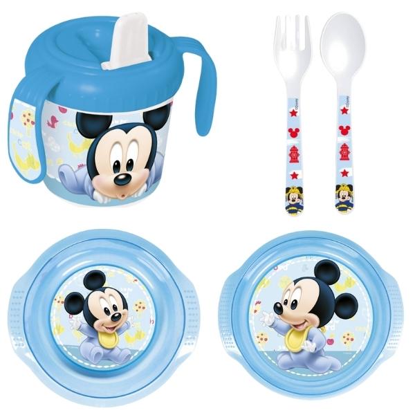 Mickey Mouse – Toddler Feeding Set (Cup, Plate, Bowl and Cutlery) – Blue