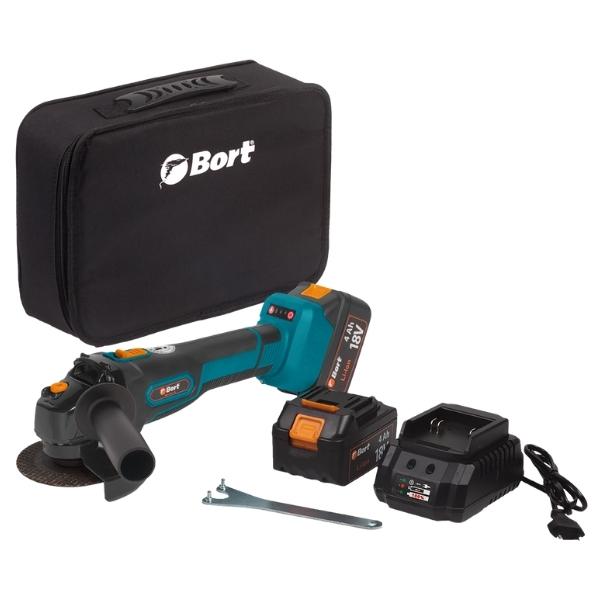 Bort – Cordless Angle Grinder with 2 x 4.0Ah Batteries, Charger & Tool Bag