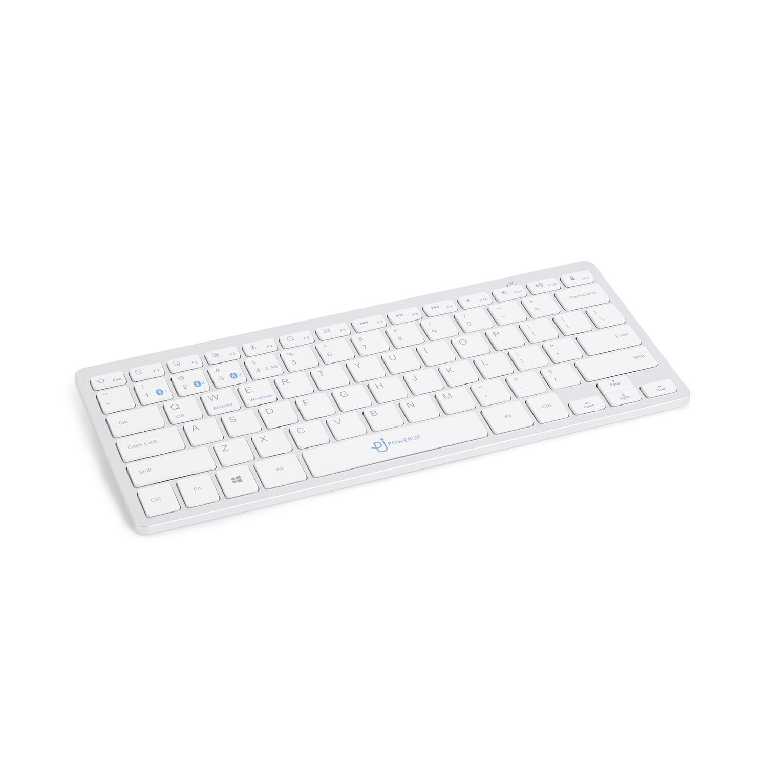 PowerUp Dual Mode Wireless Keyboard – White/Silver