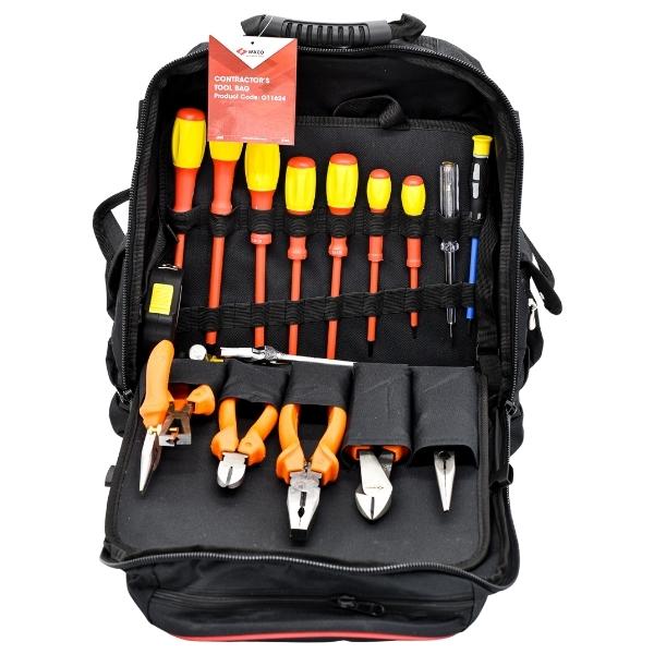 WACO – Tool Bag / Contractors Tool Bag Including 21 Piece DIY Tools