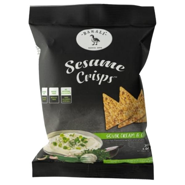 Bakali – Sesame Crisps 30g – Sour Cream and Chives – Pack of 10