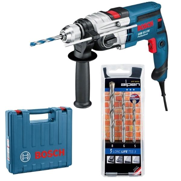 BOSCH – Impact Drill GSB 19-2 RE and Alpen Masonry Drill Bit Set (3Piece)