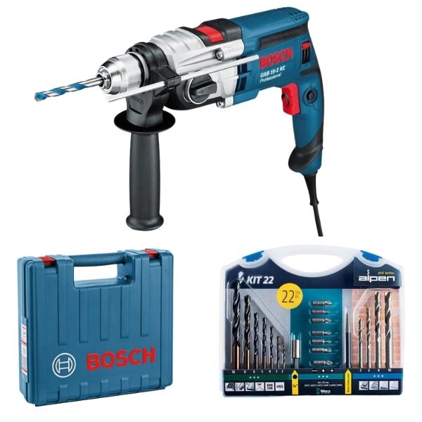 BOSCH – Impact Drill GSB 19-2 RE and Alpen Drill and Screwdriver Set(22Piece)