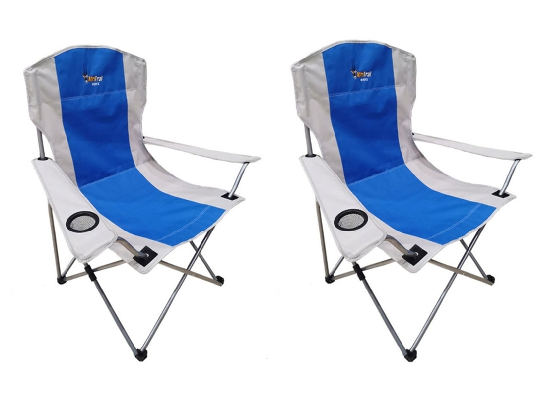 AfriTrail Oryx Deluxe Folding Arm Chair Blue 120kg 2 Pack
