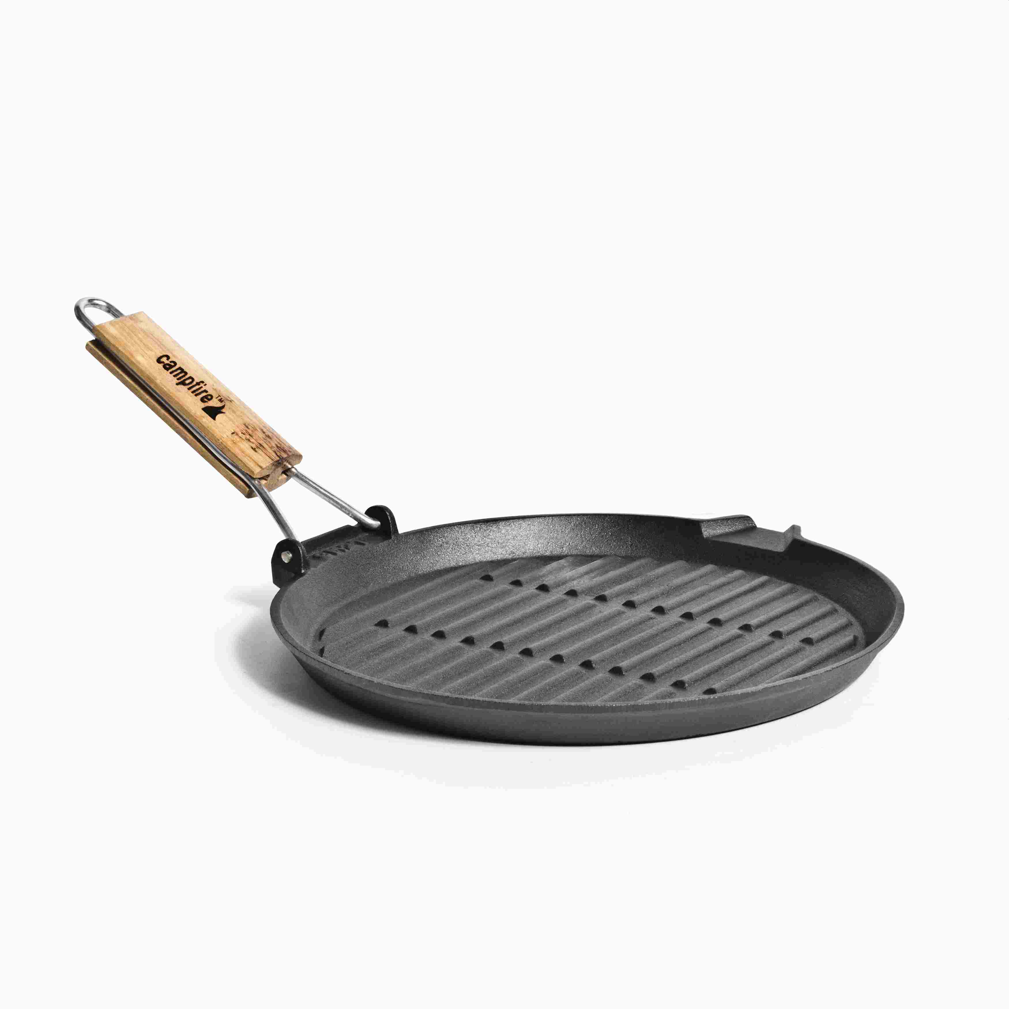Campfire Cast Iron Round Frypan with Folding Handle 27cm