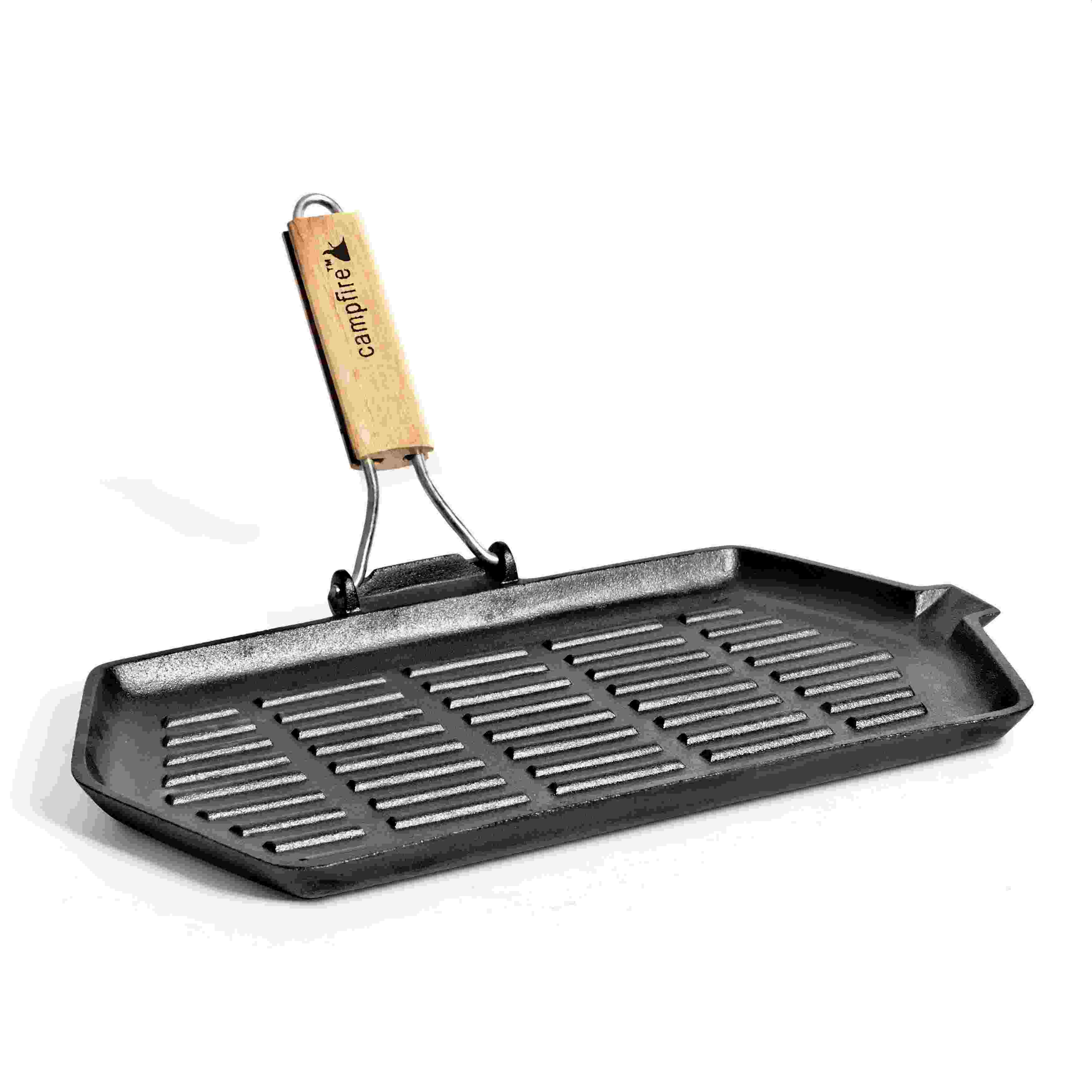 Campfire Cast Iron Rectangle Frypan with Folding Handle 35cm