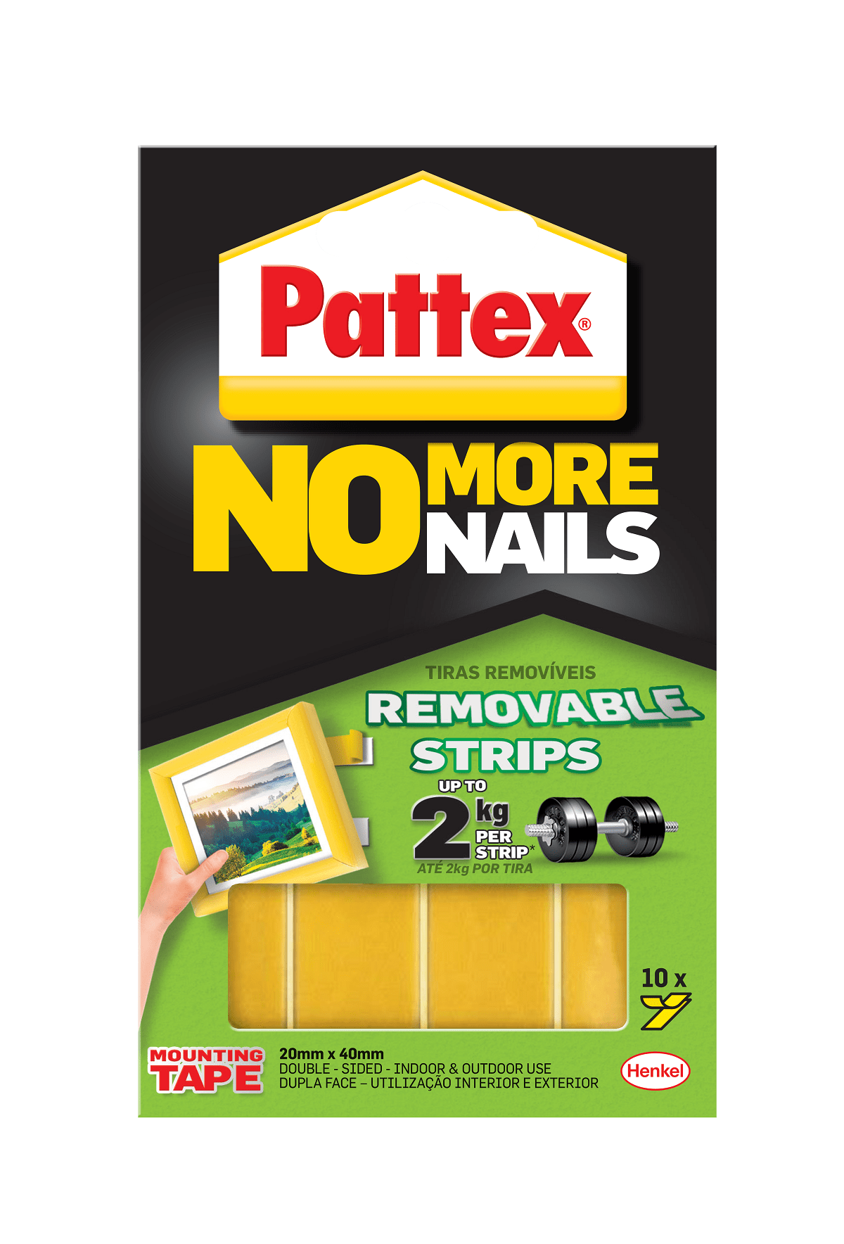 Pattex No More Nails Removable Mounting Adhesive Strips 2kg – 10 Strips