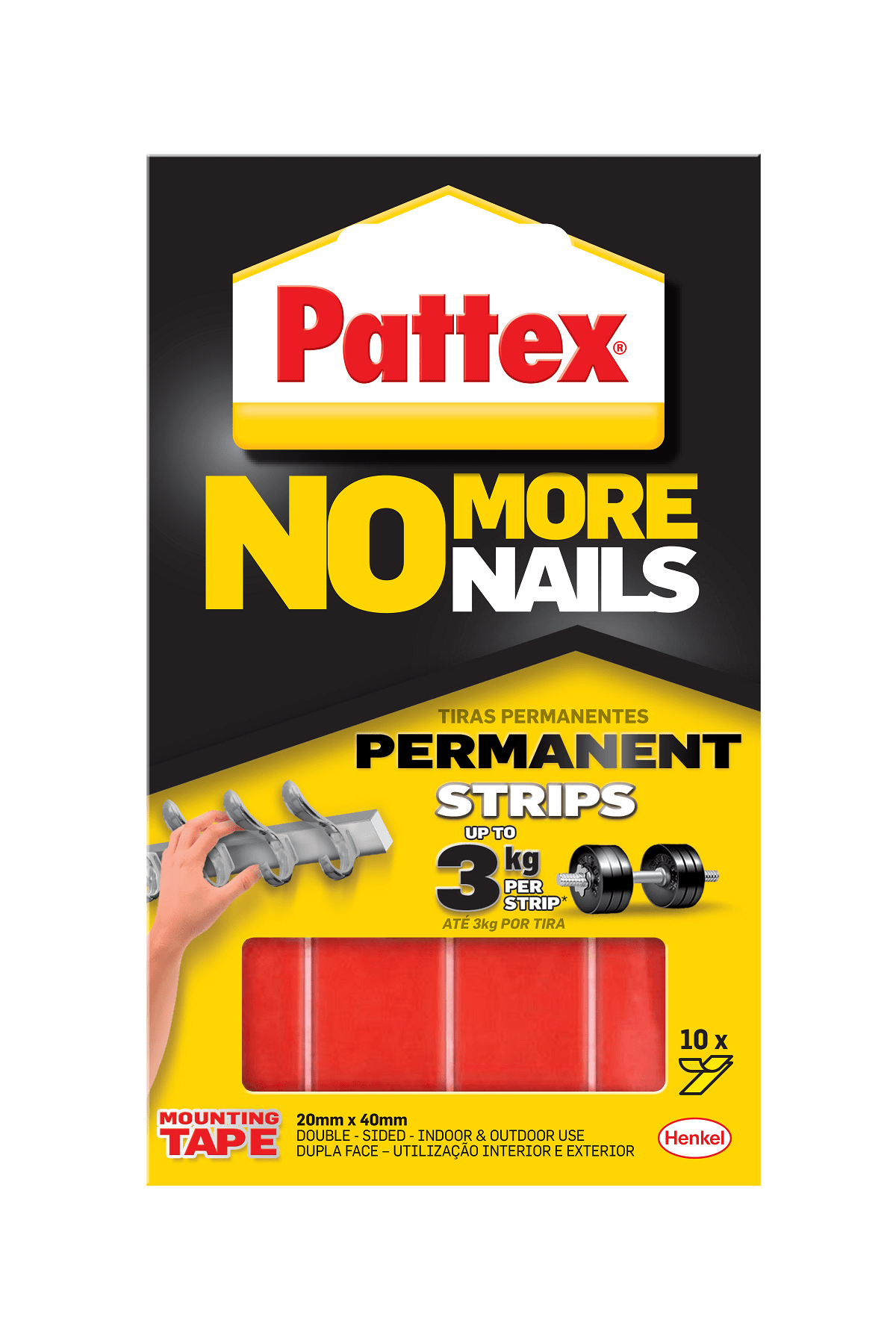 Pattex No More Nails Permanent Mounting Adhesive Strips 3kg – 10 Strips