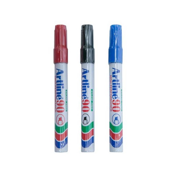 Artline EK 90 Permanent Marker Pen Point – Assorted Pack of 3