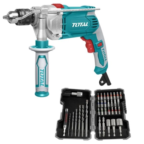 Total Tools – Impact Drill with Concrete Drill and Screwdriver Bit (35 Pc)