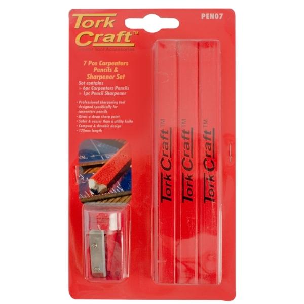Tork Craft – Carpenters Pencils Including Sharpener – 7 Piece
