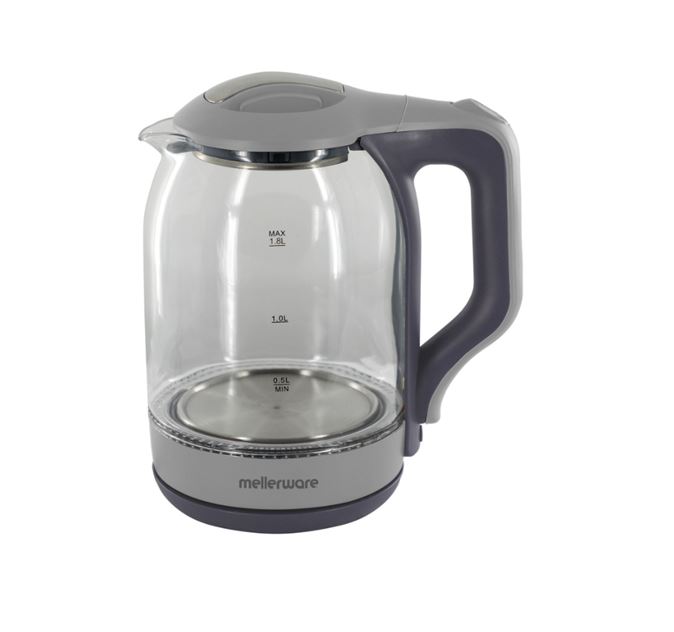 Mellerware 1.8L Cordless Glass Kettle -Grey