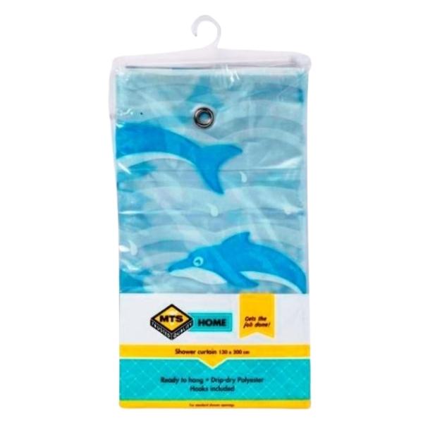 MTS – PVC Shower Curtain with 7 x Hooks – 1.25m x 2m – Seascapes