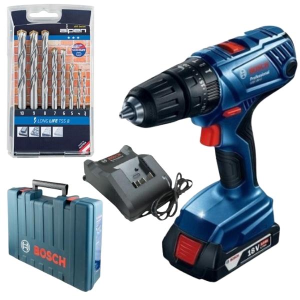 Bosch – Cordless Drill Kit & Alpen Masonry Drill Bit Set (8 Piece)