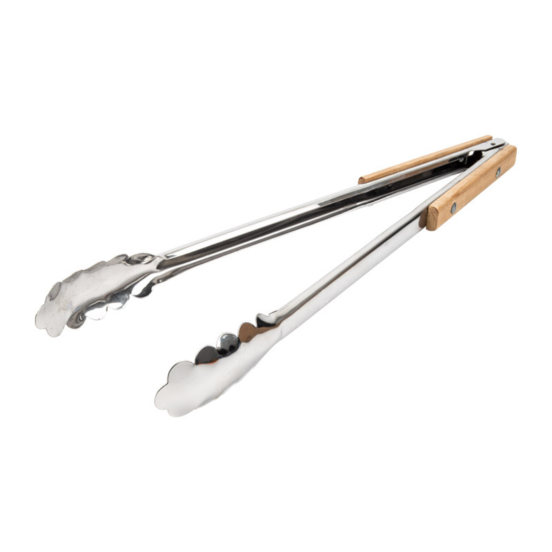 Braai Tong Stainless Steel with Wooden Inserts – 400mm