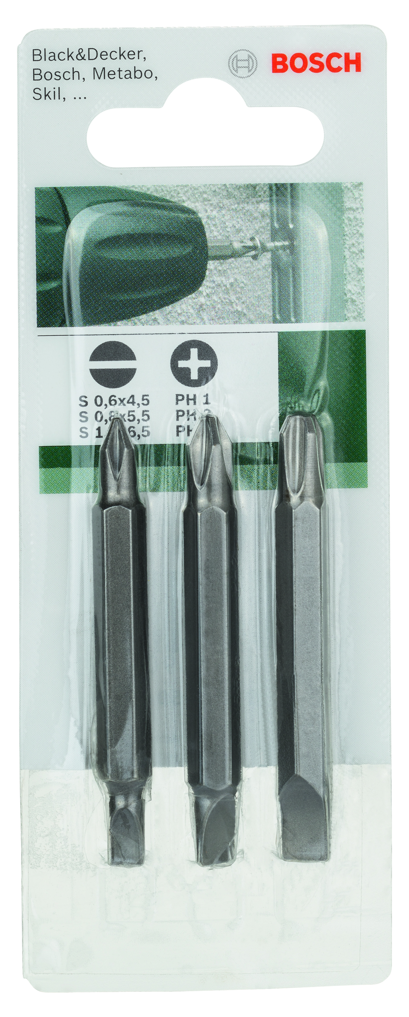 3 Piece Double ended S0,6×4,5-PH1, S0,8×5,5-PH2, S1,2×6,5-PH3, 60 mm