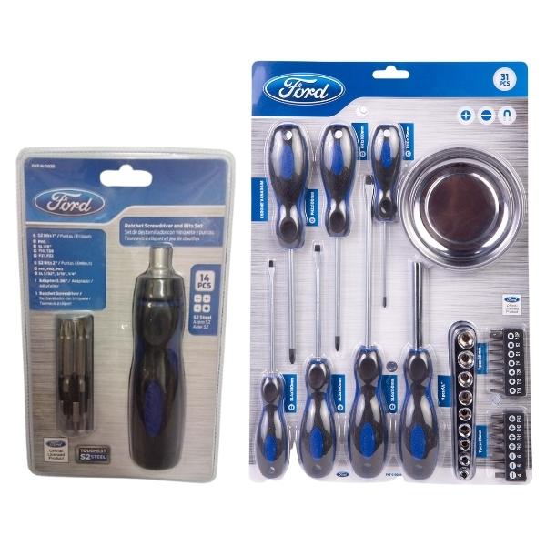 Ford – Ratchet Screwdriver (14 Piece) and Screwdriver Set (31 Piece) – Combo Set