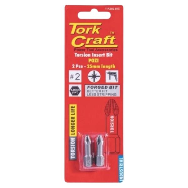 Tork Craft – Torsion Insert Bit POZI 25mm Length – 2 Piece