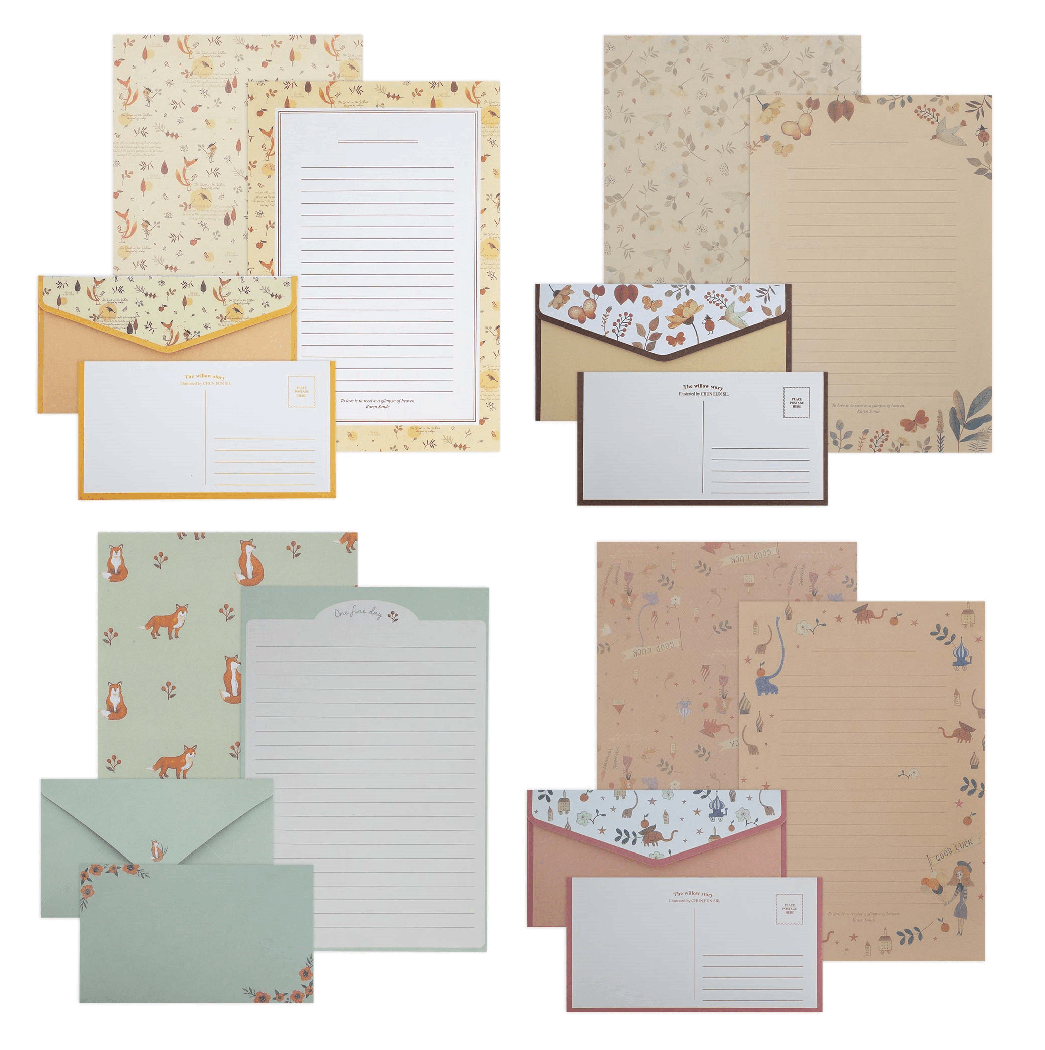 Treeline Assorted Pack of Writing Paper & Envelopes – Nature Themed Orange