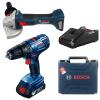 BOSCH – Impact Drill, Cordless Angle Grinder, 2.0Ah Batt, Charger & Case BOSCH – Impact Drill, Cordless Angle Grinder, 2.0Ah Batt, Charger & Case