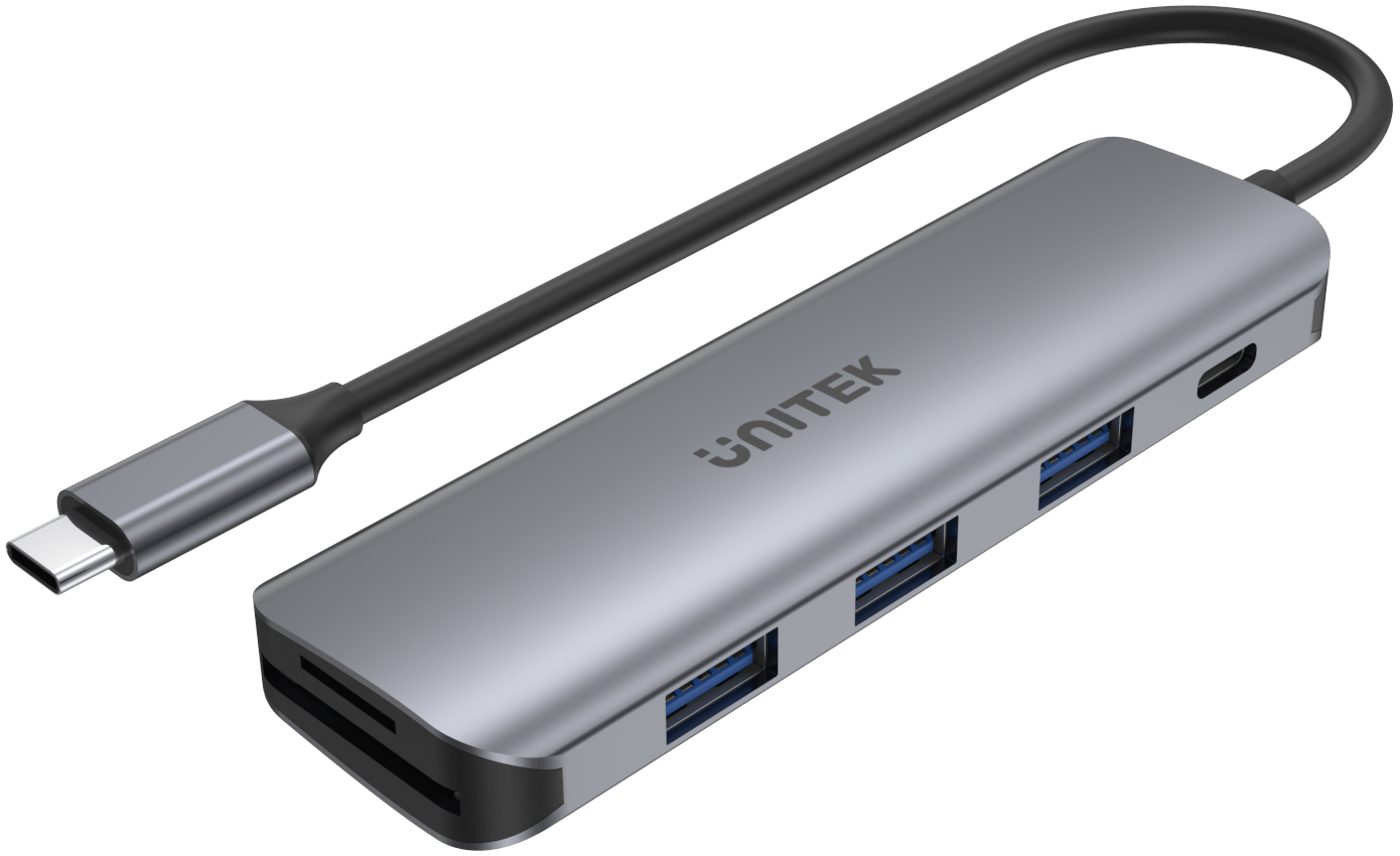 uHUB P5+ 6-in-1 Type-C Hub with 100W Power Delivery and Dual Card Reader