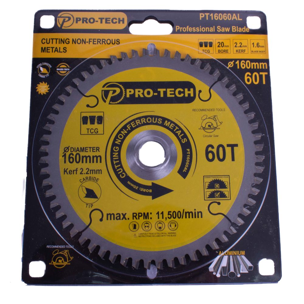 Pro-Tech – Saw Blade Tct 160 x 2.2 x 20 x 60T Alum. Prof.