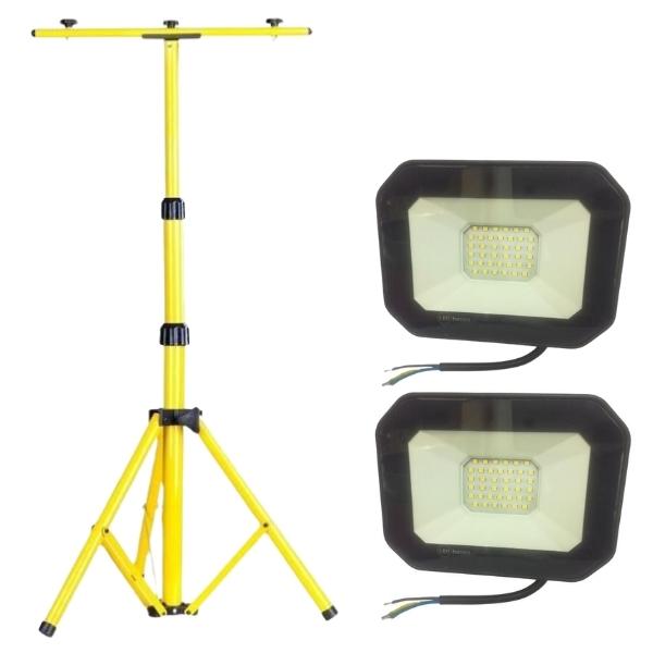 Flash – Tripod Floodlight Stand for Double Light & 2 x LED Floodlight 30W