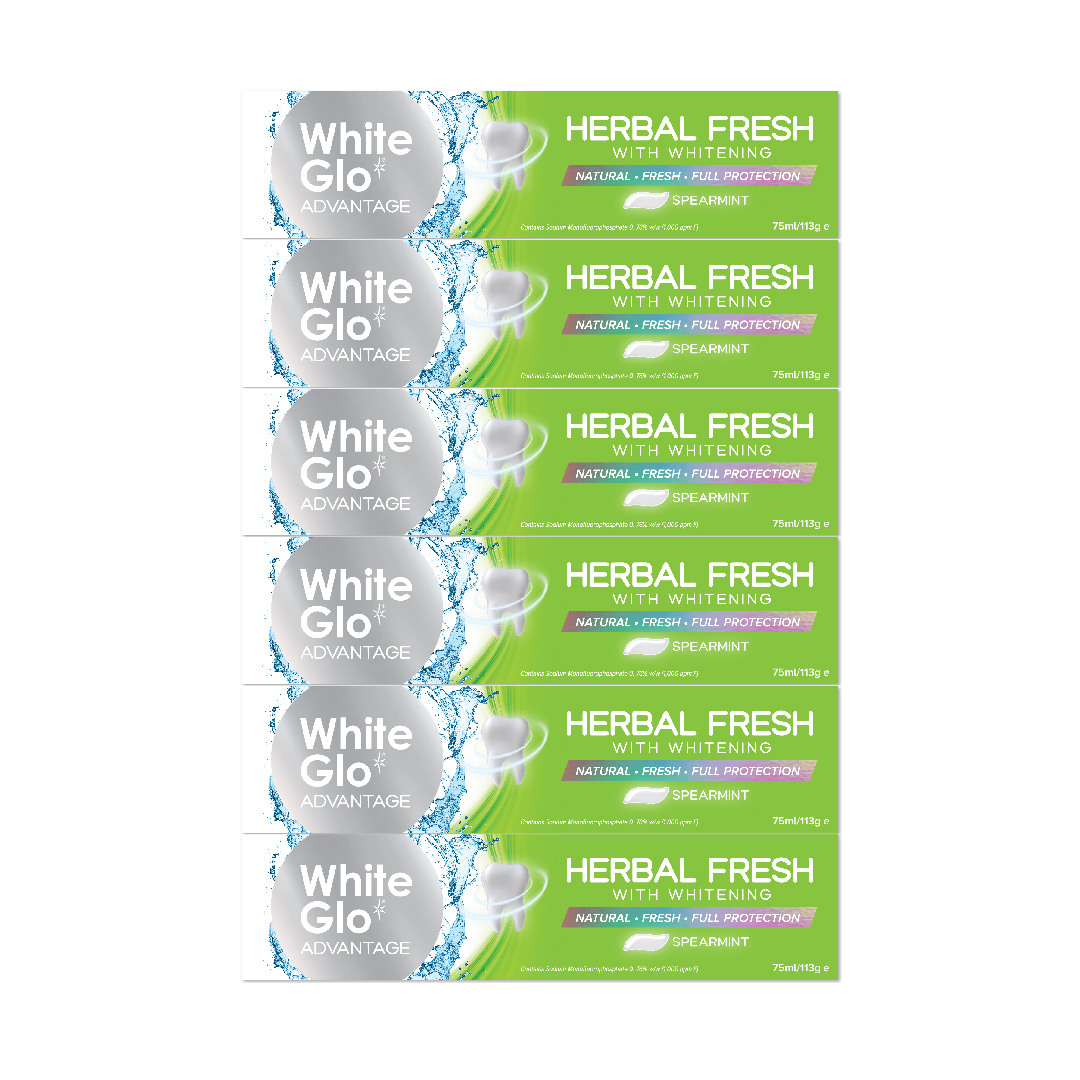 White Glo Advantage Toothpaste Herbal Fresh 75ml x 6