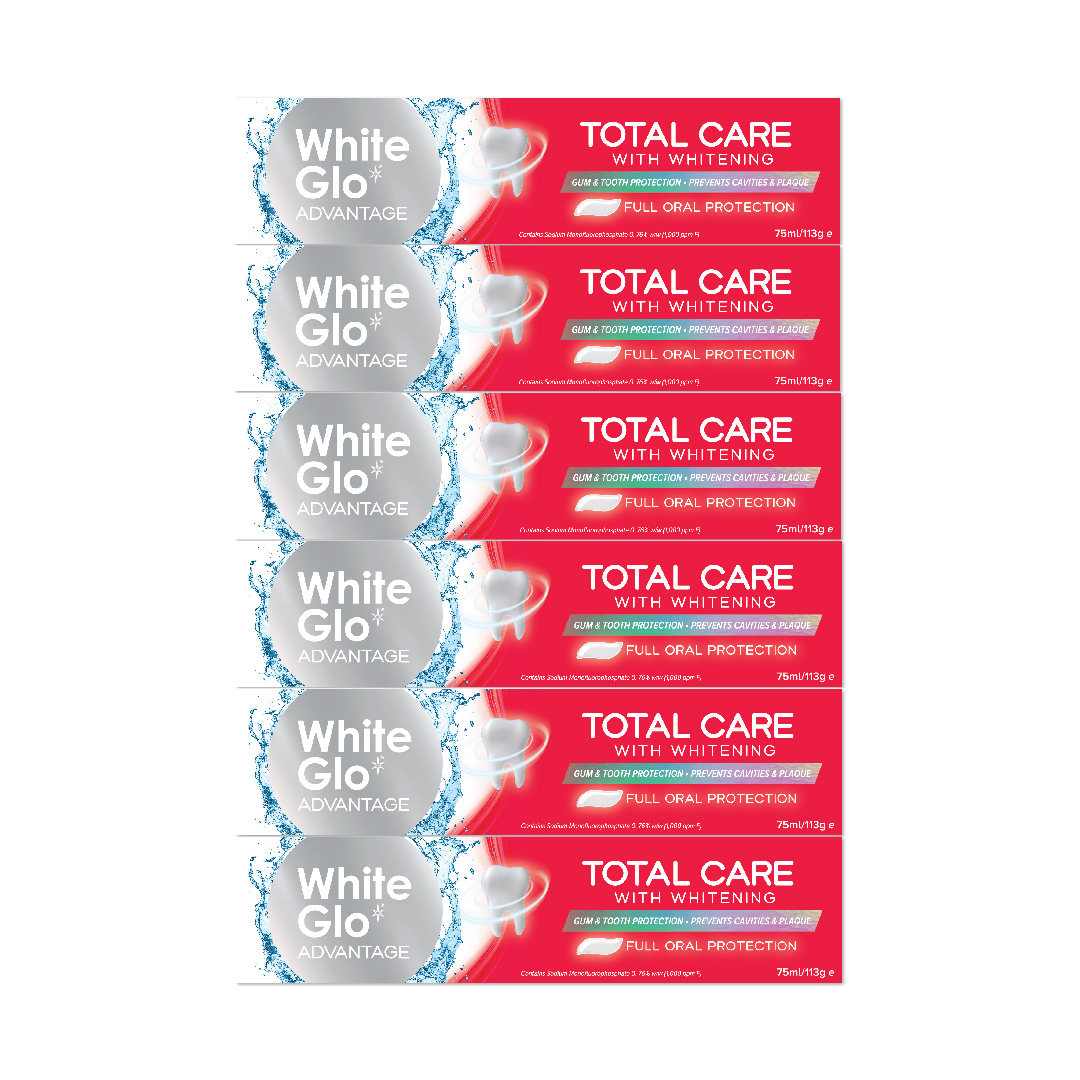 White Glo Advantage Toothpaste Total Care 75ml x 6