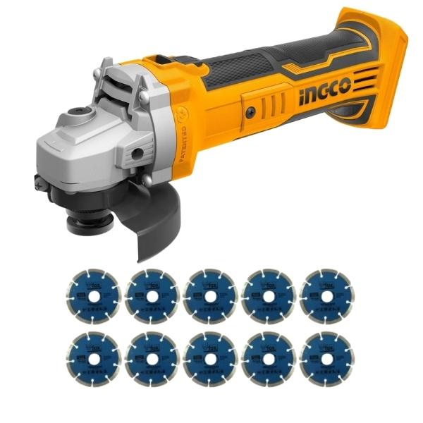 Ingco – Cordless Angle Grinder with Segmented Diamond Blades 115mm(10pc)