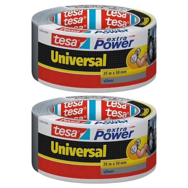 Tesa – Cloth Tape 50mm x 25m – Universal Extra Power- Silver (Pack of 2)
