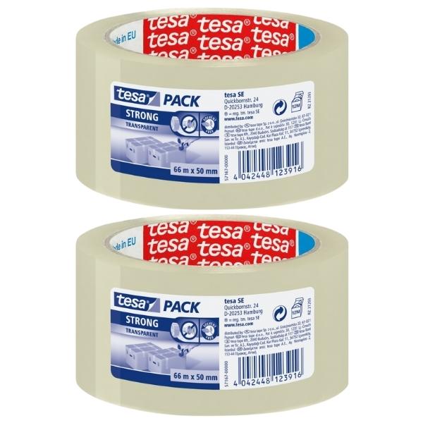 Tesa – Clear Tape / Packaging Clear Tape 50mm x 66m – Pack of 2