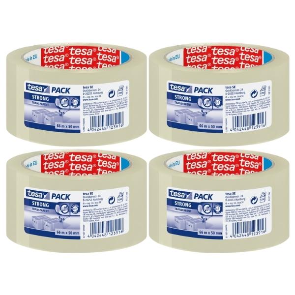 Tesa – Clear Tape / Packaging Clear Tape 50mm x 66m – Pack of 4