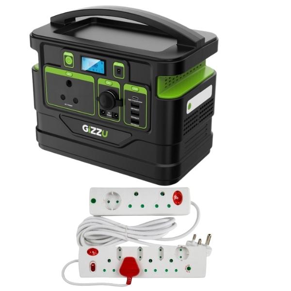 Gizzu – Portable Power Station 300W with 8-Way Multiplug 3m Extension