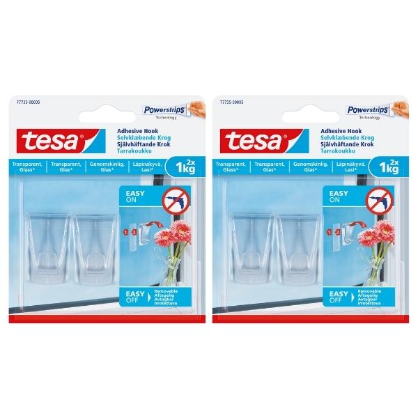 Tesa – Adhesive Hook 2 x 1Kg – Transparent – Pack of 2 (2 Piece Per Pack)