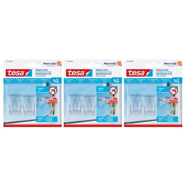 Tesa Adhesive Hook 2 x 1Kg – Transparent – Pack of 3