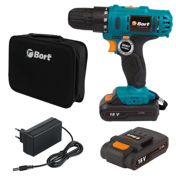 Bort Cordless Drill Driver with 2 x 1.5Ah Batteries – Charger & Tool Bag