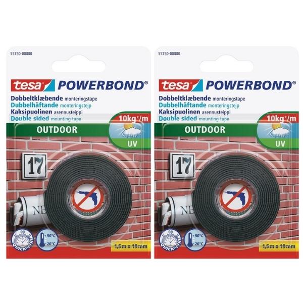 Tesa Double Sided Mounting Tape 19mmx1.5m – Outdoor Pack of 2