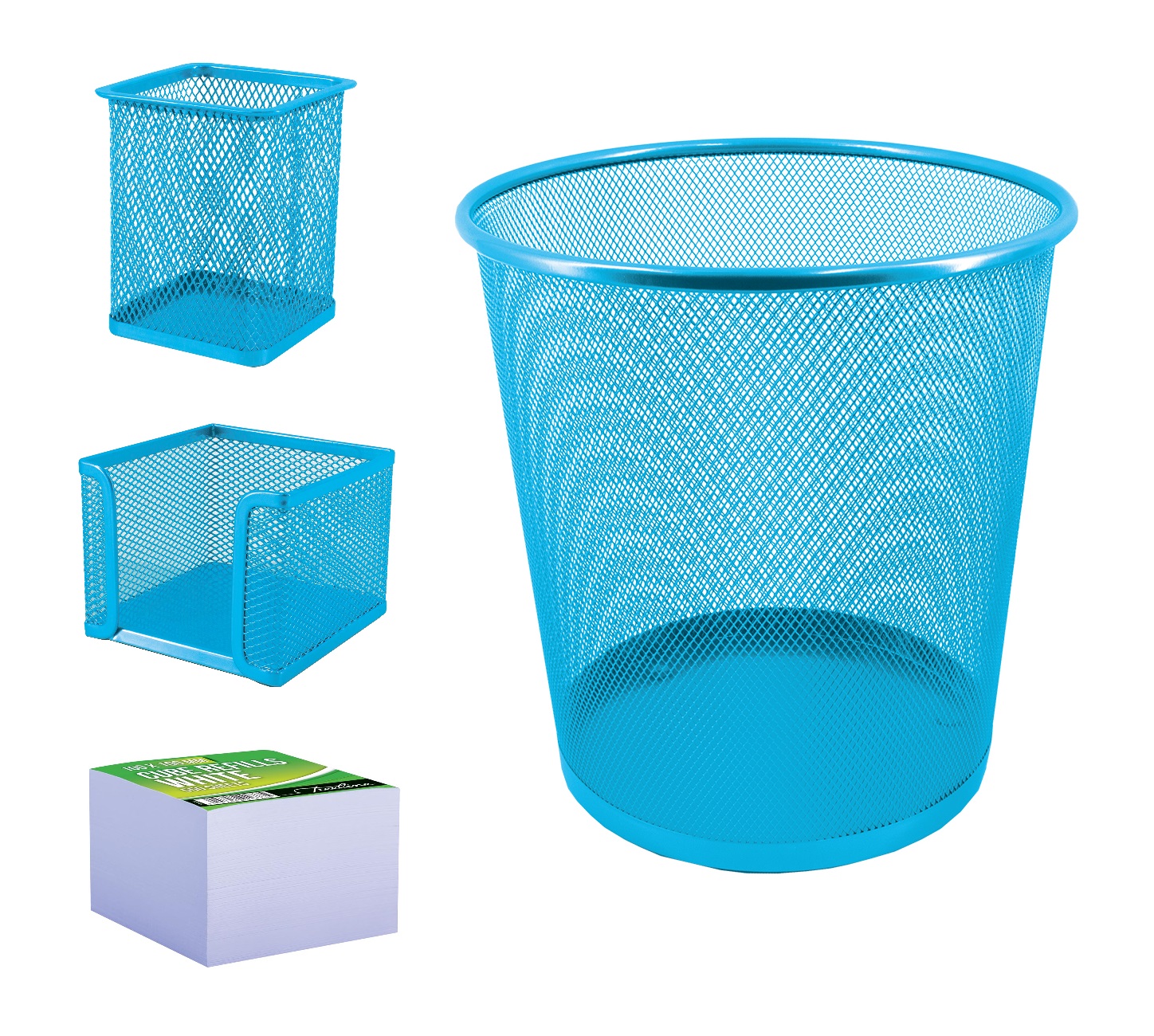 SDS Wire Mesh Office Organizer & Bin Bundle – 4 Piece – Blue