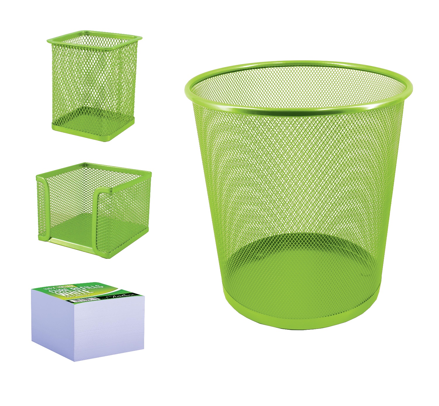 SDS Wire Mesh Office Organizer & Bin Bundle – 4 Piece – Green