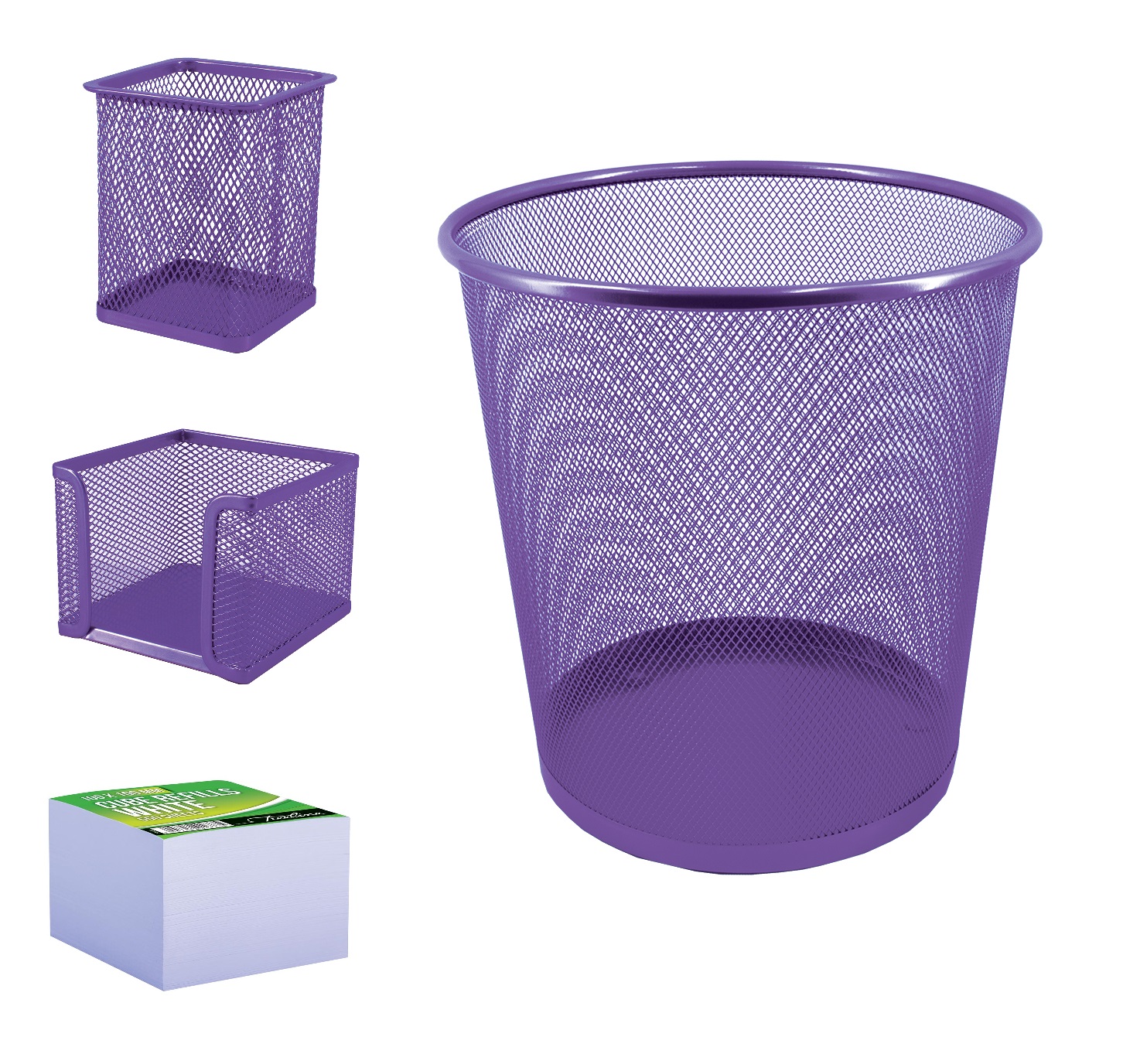 SDS Wire Mesh Office Organizer & Bin Bundle – 4 Piece – Purple