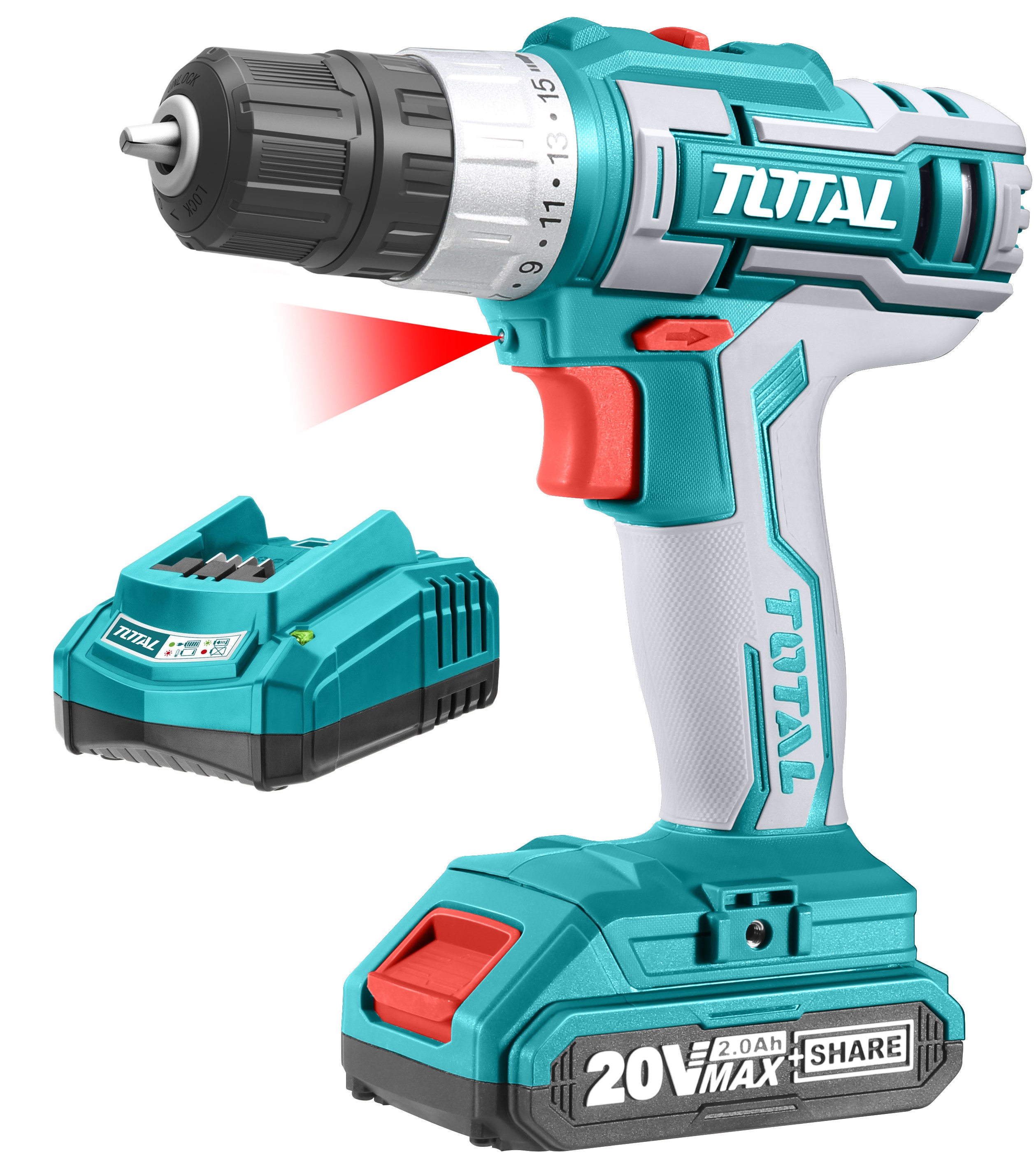 Total Tools 20V Lithium-Ion Cordless Drill with 1xBattery & 1xCharger