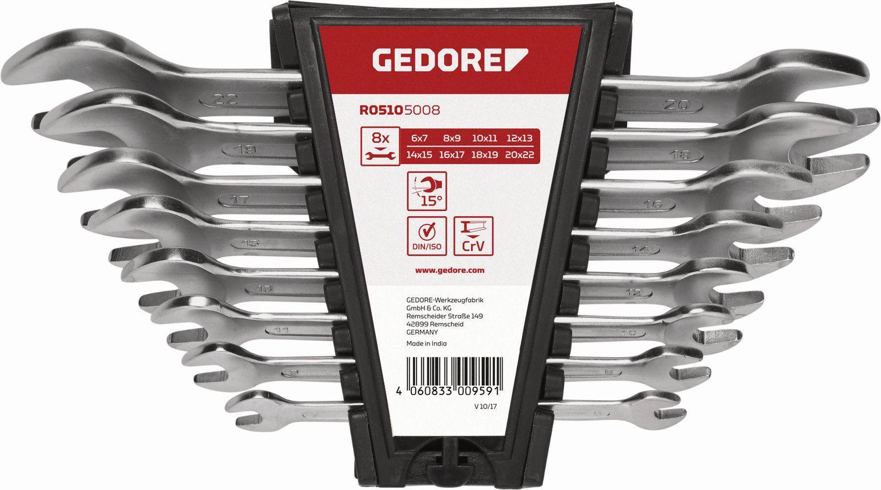 Gedore Red 8-Piece Double Open-Ended Spanner Set
