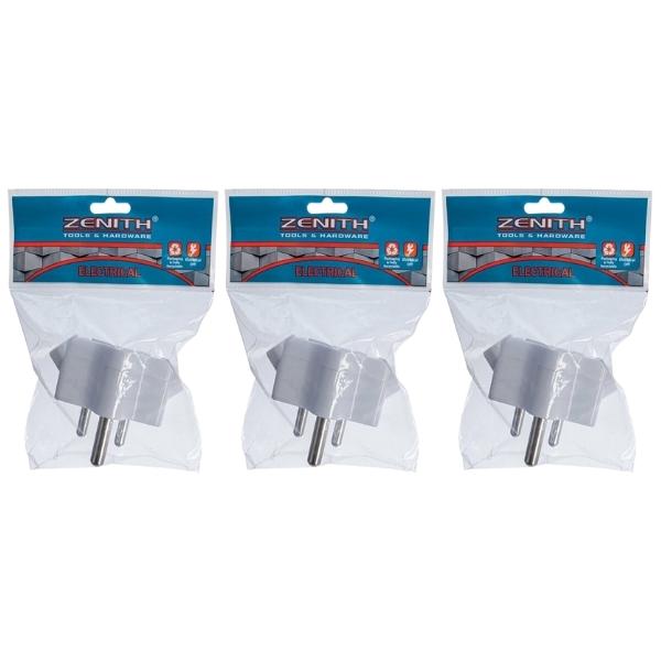Zenith – Plug Adaptor 1 x 16A + 2 x 5A 2 Pin – Pack of 3
