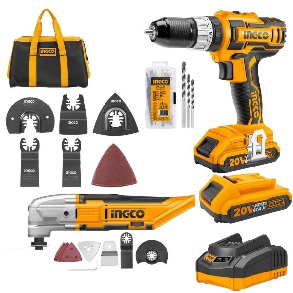 Ingco – Impact Drill Combo Kit, Multi-Tool & 15 Piece Multi-Tool Blade Set
