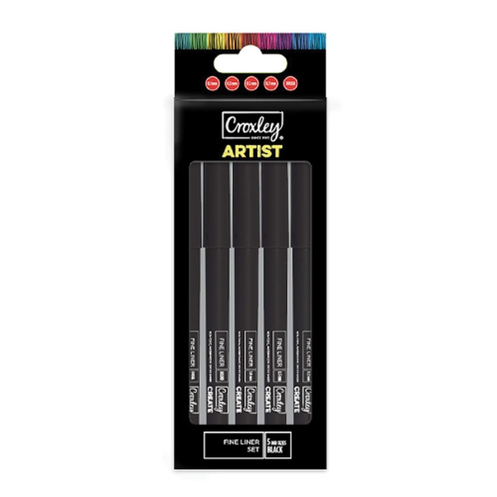 Croxley Artist Fineliner Set Black Box of 5