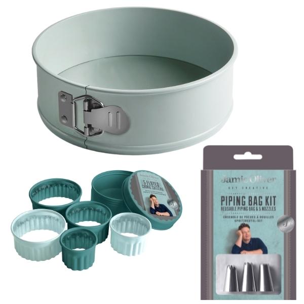 Jamie Oliver – Cake Pan/Tin, Fluted Cookie Cutters with Icing Bag Kit