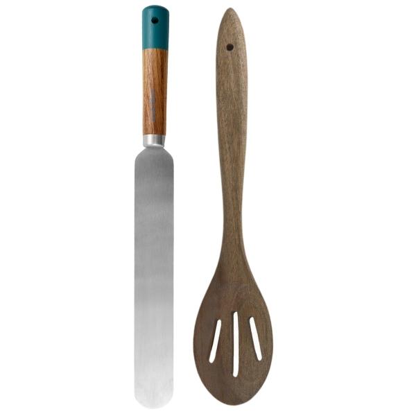Jamie Oliver – Palette Knife and Acacia Slotted Wooden Spoon